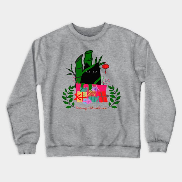 Christmas Black Kitty Crewneck Sweatshirt by 